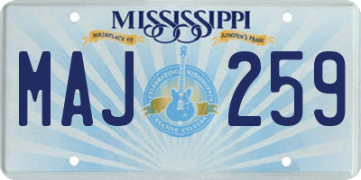 MS license plate MAJ259