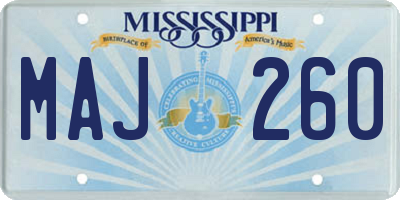 MS license plate MAJ260
