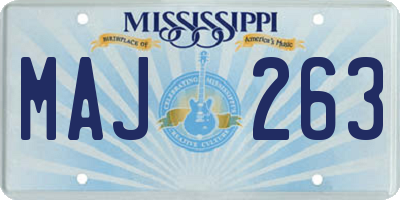 MS license plate MAJ263