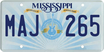 MS license plate MAJ265