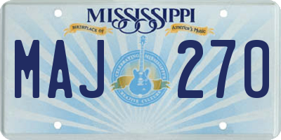 MS license plate MAJ270
