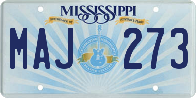 MS license plate MAJ273