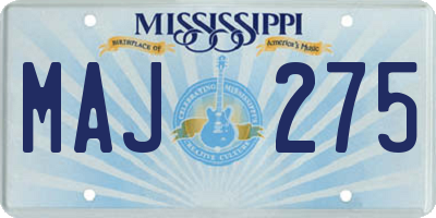 MS license plate MAJ275