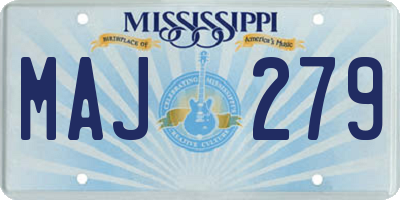 MS license plate MAJ279