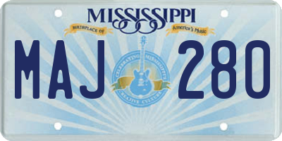 MS license plate MAJ280