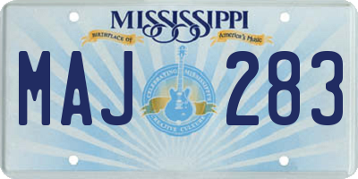 MS license plate MAJ283