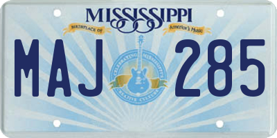 MS license plate MAJ285