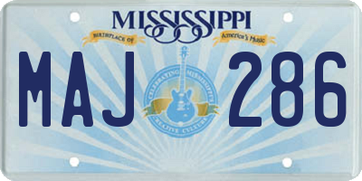 MS license plate MAJ286