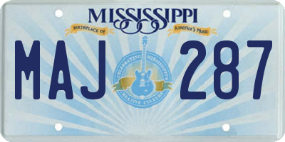 MS license plate MAJ287