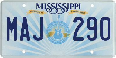 MS license plate MAJ290