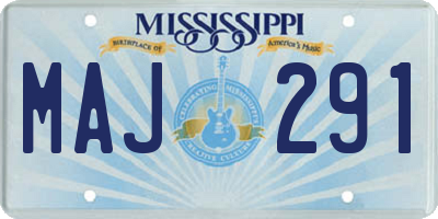 MS license plate MAJ291