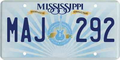 MS license plate MAJ292