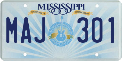 MS license plate MAJ301