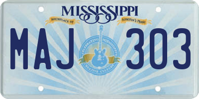 MS license plate MAJ303