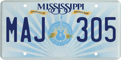 MS license plate MAJ305