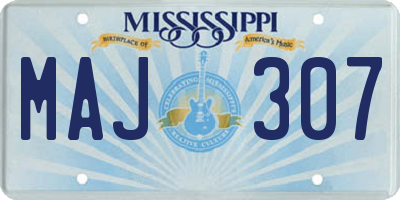 MS license plate MAJ307