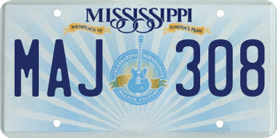 MS license plate MAJ308