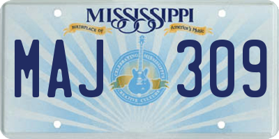 MS license plate MAJ309