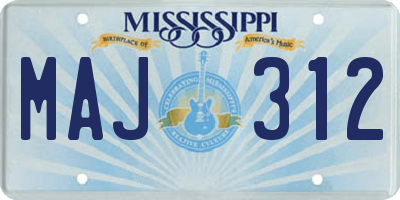 MS license plate MAJ312