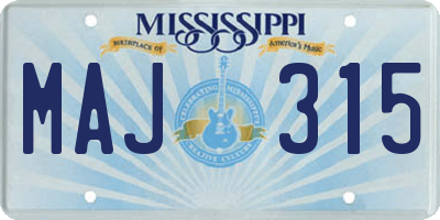 MS license plate MAJ315