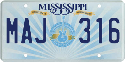 MS license plate MAJ316