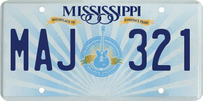 MS license plate MAJ321