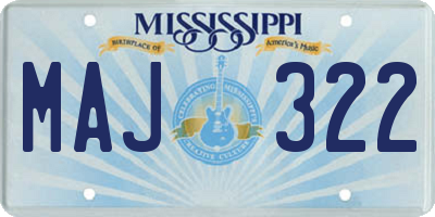MS license plate MAJ322
