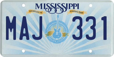 MS license plate MAJ331
