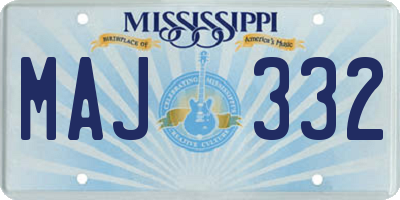 MS license plate MAJ332