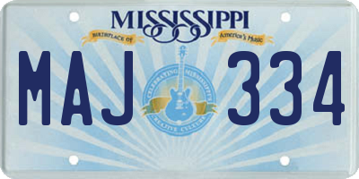 MS license plate MAJ334