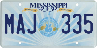 MS license plate MAJ335