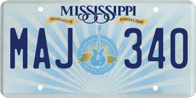 MS license plate MAJ340