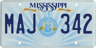 MS license plate MAJ342