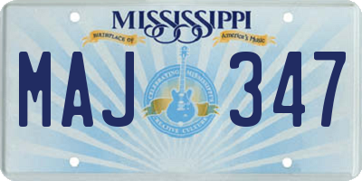 MS license plate MAJ347