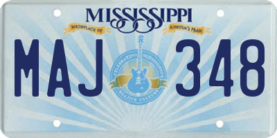 MS license plate MAJ348