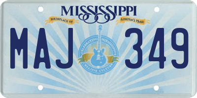 MS license plate MAJ349