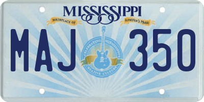MS license plate MAJ350