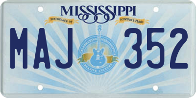 MS license plate MAJ352