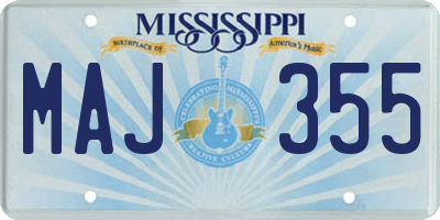 MS license plate MAJ355