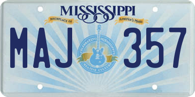 MS license plate MAJ357