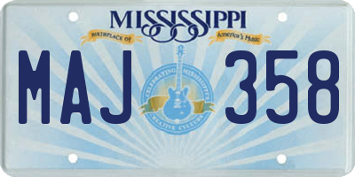 MS license plate MAJ358