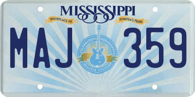 MS license plate MAJ359