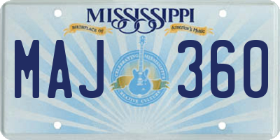 MS license plate MAJ360