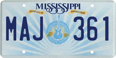 MS license plate MAJ361