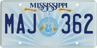 MS license plate MAJ362