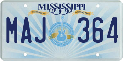 MS license plate MAJ364