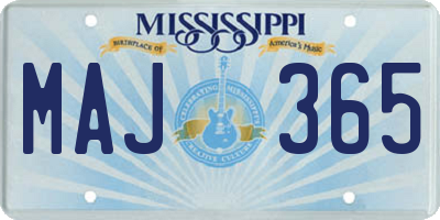 MS license plate MAJ365