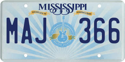 MS license plate MAJ366