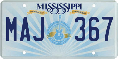 MS license plate MAJ367