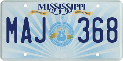 MS license plate MAJ368